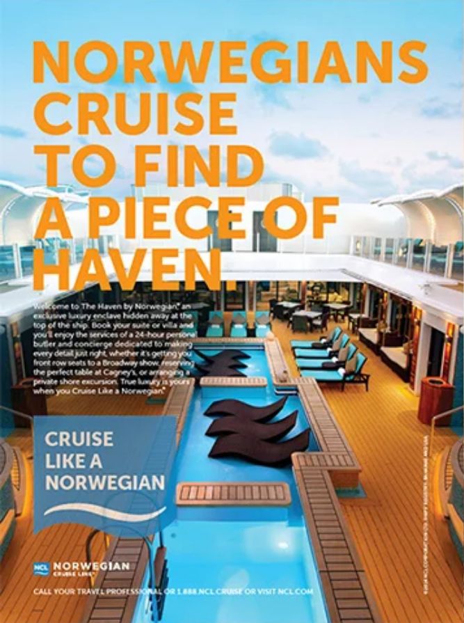 Print ad: Norwegians cruise to find a piece of haven