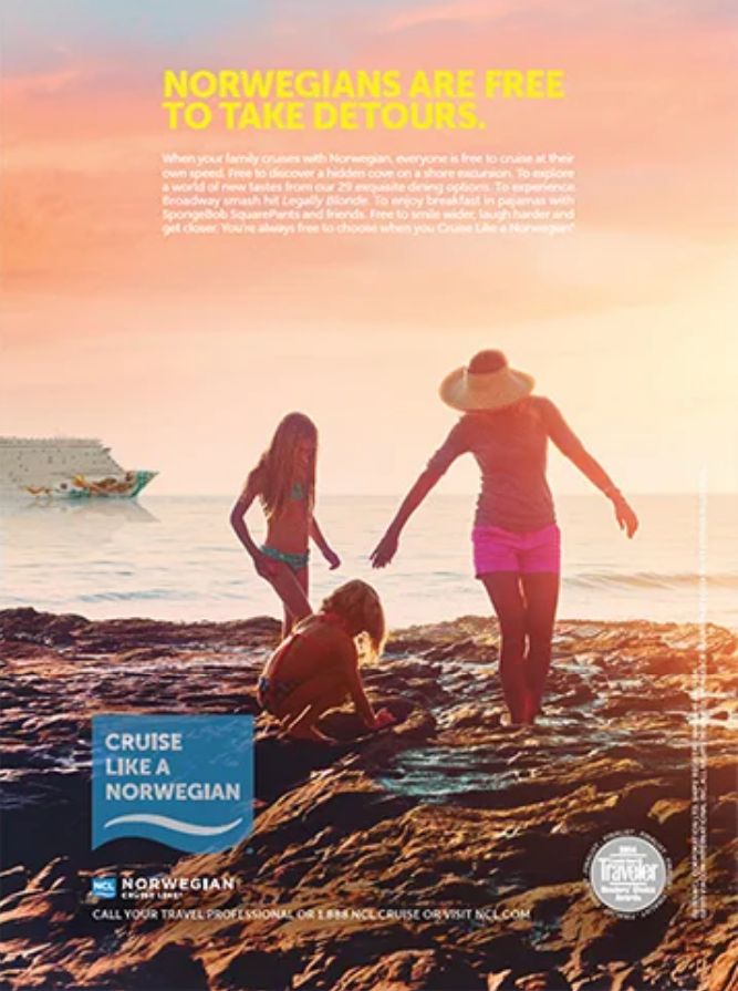Print ad: Norwegians are free to take detours