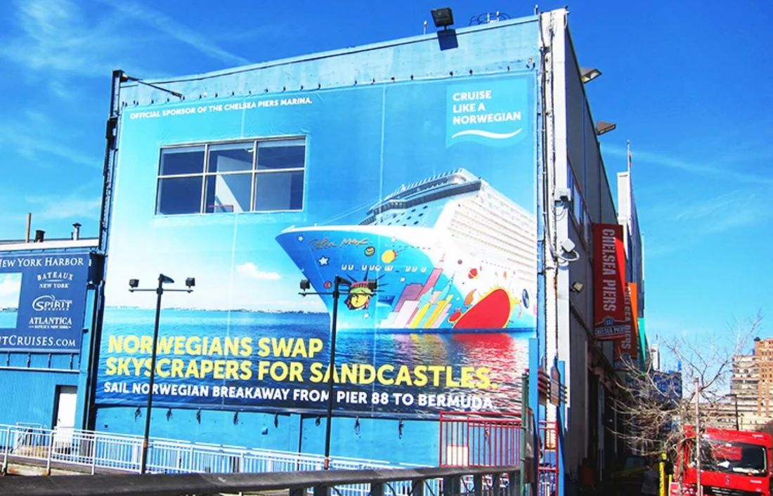 Billboard of the Norwegian Breakaway at Chelsea Piers